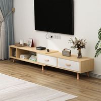 富禾电视柜茶几组合客厅电视机柜可伸缩实木腿落地柜套装 【电视柜】橡木色伸缩1.2-1.8米