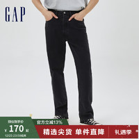 Gap 盖璞 男装秋季新款纯棉美式牛仔裤455450休闲直筒长裤 黑色 32/30