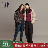 Gap女装冬季2023LOGO半拉链抓绒套头卫衣840978宽松运动上衣 酒红色 165/84A(M)亚洲尺码