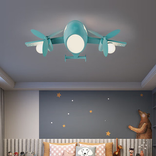 英格照明儿童房灯简约时尚卡通飞机吸顶灯男童卧室灯创意LED男孩房间灯具 灰色-三色光
