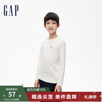 Gap男童冬季2023LOGO宽松长袖T恤836890儿童装保暖休闲上衣 象牙白 150cm(L)亚洲尺码