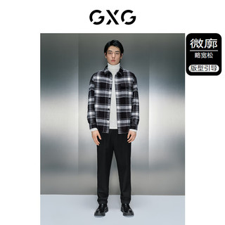 GXG男装 黑白格长袖翻领衬衫 冬季GEX10327574 黑白格 170/M