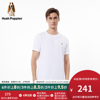 Hush Puppies暇步士男装2024夏基础简约百搭多色休闲圆领T恤 019白色1 M