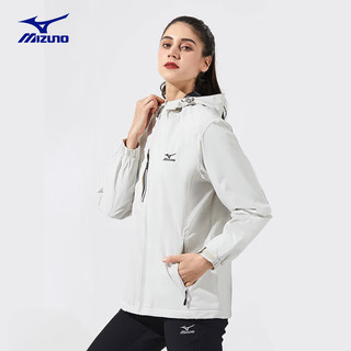 Mizuno 美津浓 户外夹克风衣男女同款加绒连帽防风防水秋季情侣款梭织外套 宝蓝 S