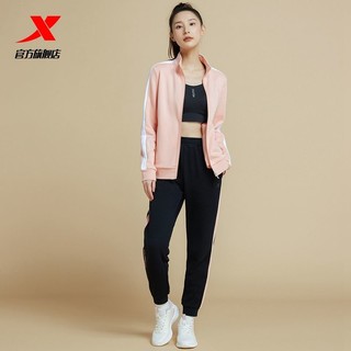 XTEP 特步 女运动套装保暖加绒两件套立领针织开衫针织长裤