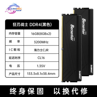 SK hynix 海力士 新乐士（SAMNIX）台式机内存条 16GB(8GBx2)DDR4 3200MHz C16 黑色 海力士CJR 狂刃战士电竞游戏