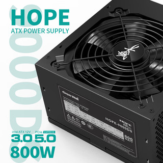 Great Wall 长城 额定800W HOPE-9000DS电脑电源（ATX3.0标准/原生PCIe5.0接口/长线材/温控风扇/宽幅）