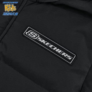 斯凯奇（Skechers）男女童梭织中款羽绒外套P423B012 男童/碳黑/0018 170cm