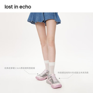 lost in echo【泫雅同款】冬设计师品牌流线拼色厚底老爹运动鞋 绿色 37