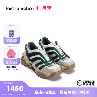 lost in echo【泫雅同款】冬设计师品牌流线拼色厚底老爹运动鞋 绿色 37