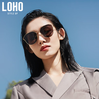 LOHO 偏光墨镜开车眼镜太阳镜女防紫外线时尚圆脸墨镜女 LH023604