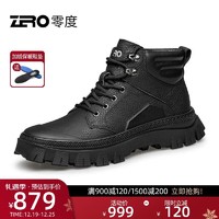 ZERO 零度Zero男鞋2023秋冬新款保暖舒适休闲皮靴耐磨防滑户外马丁靴子男 黑色 40