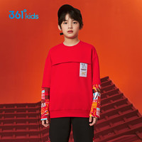 361° 新年儿童卫衣男童3-14岁保暖假两件潮酷套头卫衣  红150