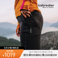 icebreaker女款Merino Speed长裤紧身滑雪速干保暖功能内衣 0A56UU 001/黑色 XS