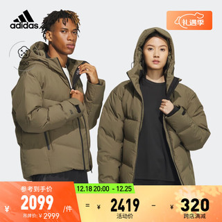 adidas 阿迪达斯 轻运动男女冬季800蓬运动连帽保暖鹅绒羽绒服 岩层橄榄绿 AL