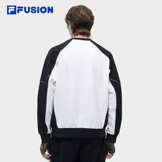 FILA FUSION斐乐潮牌男子套头卫衣2024春季拼色插肩针织上衣 标准白-WT 165/88A/S