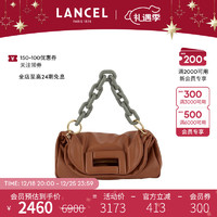 LANCEL 兰姿 Cocoon系列大号手提链条包 单肩腋下包 夸张大链条 法国轻奢时尚 深棕色