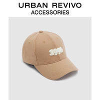 URBAN REVIVO冬女潮流时髦百搭牙刷绣棒球帽UAWA30125 卡其 F