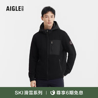 AIGLE 艾高 冬季保暖四面弹全拉链抓绒衣男 黑色 AP261 L(180/96A)