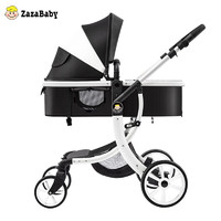 ZazaBaby 婴儿推车可坐可躺 折叠高景观双向减震避震儿童宝宝新生 黑色