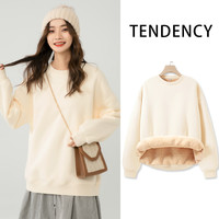 ZR真维斯卫衣女2023羊羔绒宽松休闲圆领冬季加绒加厚上衣外套