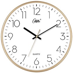 Compas 康巴丝 挂钟时尚卧室客厅办公时钟挂表简约创意石英钟现代扫描 C3221金色直径23厘米