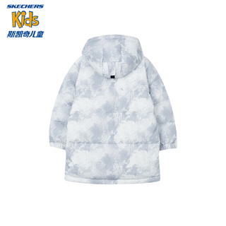 Skechers斯凯奇童装男女童短款羽绒服2023户外滑雪服P423G012 男童/焕影迷雾灰满印/03HT 170cm