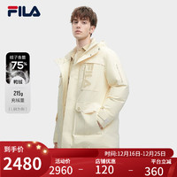 FILA 斐乐男士中长款羽绒服连帽外套 羽柔白-IV 180/100A/XL