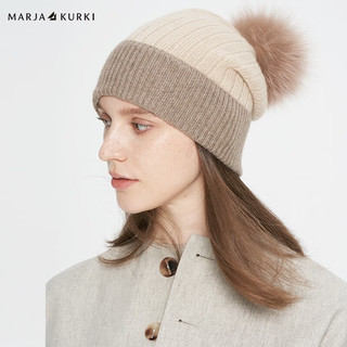 玛丽亚.古琦（MARJA KURKI）山羊绒帽子女冬季保暖 毛线针织帽 护耳冬帽防寒 温暖相拥 米色