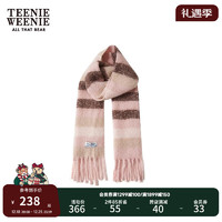 Teenie Weenie小熊20活力彩色条纹围巾保暖时尚女穿搭 粉色 均码