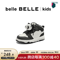 BeLLE 百丽 撞色板鞋童鞋黑白可爱熊猫高帮鞋加绒52780D83 黑色-绒里 36