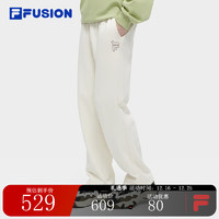 FILA FUSION斐乐潮牌针织长裤男2024春季时尚纯棉宽松运动裤 麦乳色-BG 160/72A/XS