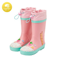 柠檬宝宝 儿童橡胶雨鞋高筒女童男孩防水防滑雨靴学生 粉色蛋糕 32码