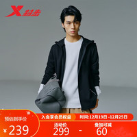 XTEP特步外套男长袖针织上衣保暖876129940038 正黑色 M