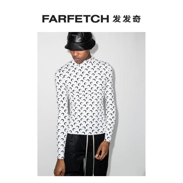 MARINE SERRE 男士logo印花高领T恤FARFETCH发发奇