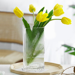 墨斗魚 玻璃花瓶 裝飾花器條紋方缸