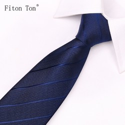 Fiton Ton FitonTon领带男手打8CM正装男士商务面试上班工作结婚领带礼盒装FTL0003 蓝色斜纹(手打)
