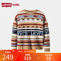 Levi's李维斯童装冬季儿童撞色毛衣男童美式复古上衣 冰咖啡 120/60(6)