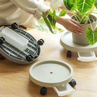 moting 陌町 圆形移动加厚滚轮托盘带接水盆花托万向轮底座家用塑料花盆底托盘