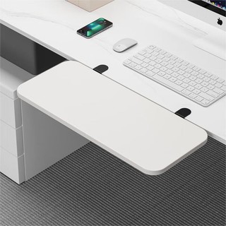 锦需 桌面扩大神器延长板免打孔折叠板木板键盘手托支架加长加宽延伸板 暖白80x24cm