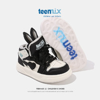 天美意（TEENMIX）天美意儿童棉鞋小孩加绒运动鞋休闲高帮滑板鞋中大童 黑色  28码