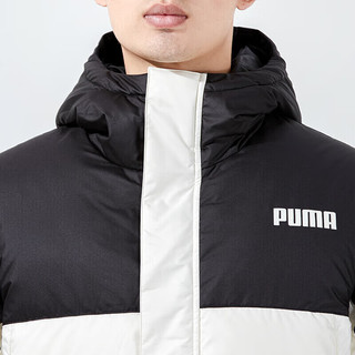 彪马（Puma）服网男装女装 冬季服款长款大码加厚过膝连帽休 846321-73/白黑/80%含绒量 L