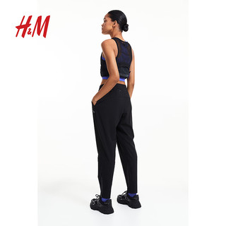H&M女士运动长裤干爽舒适DryMove™跑步长裤1178823 黑色 155/64A
