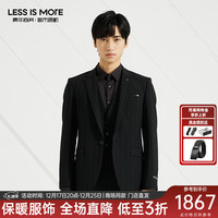 利郎轻时尚男装【跳色条纹】23西服套装男商务西装三件套Q3QXF22 黑色 190