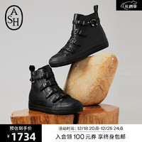 ASH女鞋2023VICTIM系列潮流铆钉高帮休闲鞋做旧单鞋加硫鞋 黑色 36