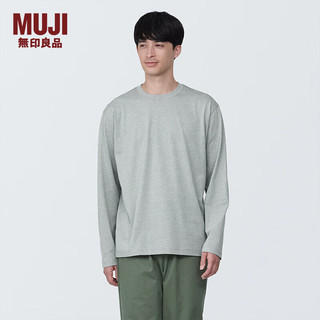 无印良品（MUJI） 男式 天竺编织 圆领长袖T恤  AB1L3A4S 灰色 XXL (185/112A)