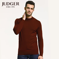 庄吉（Judger）100%纯绵羊毛衫秋冬半高领休闲男士毛衣纯色保暖打底衫 酒红色 180/XL