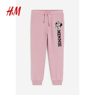 H&M【迪士尼系列】女童裤子柔软卡通印花长裤1172268 干玫瑰色/米妮老鼠 120/53