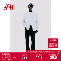H&M 男装休闲裤时尚简约舒适修身灯芯绒长裤1195560 深蓝色 165/72A