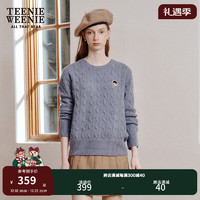 Teenie Weenie小熊20圆领套头针织衫毛衣时尚休闲女装 蓝色 165/M